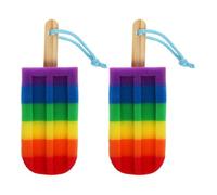 SWOOMEY Body Exfoliating Scrubber 2pcs Soft Colorful Sponge Bath Poufs with Strong Cleaning Power for and Bathtubs