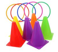 SWOOMEY Bright Durable Sports Training Cones Set with Marker Buckets and Toss Rings for Football Drills Outdoor Activities Physical Education Random Color