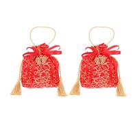 SWOOMEY Candy, for Drawstring Bags and 2pcs Red Cloth Storage Chinese Bright Festive Wedding Packing Bags, Sturdy and Tear-resistant Sweet Storage Pouches Wedding for Snacks