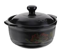 SWOOMEY Ceramic Cooking Pot for Gas Stove with Lid, Black Kitchen Soup Pot for 2 to 3 Person, and Strong Practicability, for Home Cooking and Braised Dishes