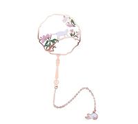 SWOOMEY Chinese Style Brass Bookmark Round Fan Design Book Marking Pendant with Chain for Reading and Study Gift