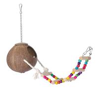 SWOOMEY Coconuts Shell Bird Bed Parrot Nest Multi-functional Bird Breeding Synthetic Material Creative Design with Ladder for Garden Decorations and Parrots