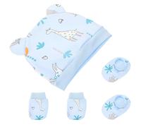 SWOOMEY Cotton Newborn Hat Mittens and Socks Set for Babies Featuring Elastic Design and Warm Material, Adorable and Eye-catching Patterns for Newborns