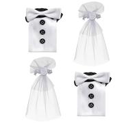 SWOOMEY Creative Wedding Wine Bottle Covers Set, 4pcs Cloth Bottle Decorations with Comfortable Touch and Convenient Use, for Wedding Centrepieces and Stylish Wine Display