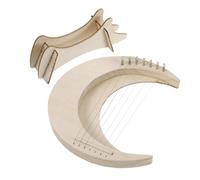 SWOOMEY DIY Wooden Lyre Harp 7-String Portable Moon Shaped Musical Instrument for Beginners Handheld Wood Harp for Music Learning
