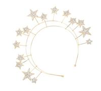 SWOOMEY Elegant Crown Headpiece Star Bride Headband Crafted from Lightweight Alloy, Classic Golden Bridal Headwear Accessory Girl for Evening Parties and Weddings