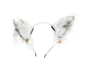 SWOOMEY Fox Ears Headband Cosplay Photography Headband White Artificial Wool and Cloth Stylish Chic Foxes Ears Design Suitable for Party Decoration with Bell Accessory