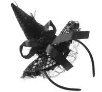 SWOOMEY Halloween Witch Hat Headband for Women Black Polyester Breathable Material Not Easy to Fade Elegant Halloween Costume Accessory Suitable for Photo Prop and Party