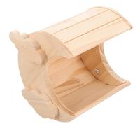 SWOOMEY Hamster Cage Wooden Hideout Moon Shape 7.07X6.48 Solid Wood Indoor Shelter for Gerbils and Small Pets