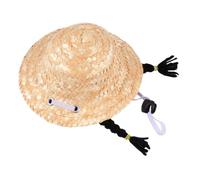 SWOOMEY Hand-knitted Woven Cat Hat with Wig Design, Black Wool Material, Gentle on Pets Skin and Blocks Sunlight, for Daily Wear and Parties