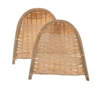 SWOOMEY Hand Weave Bread Baskets 2pcs Bamboo Dustpans for Household Fruit Storage and Trash Management with Portable Design