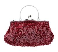 SWOOMEY Handmade Beaded Evening Clutch Bag with Chain 10.6 Inch Retro Wedding Banquet Accessory for Women Party