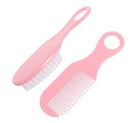 SWOOMEY Infant Baby Brush and Comb Set in Pink, Soft Plastic Material with Anti-Static Design, Promotes Blood Circulation and Gentle on Newborn Hair, for Newborn Grooming Care