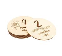 SWOOMEY Infant Growth Milestone Cards with Creative and Funny Design Beige 6pcs Double-sided Made of Wood for Baby Shower Or Newborn Social Media Photography Props