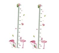 SWOOMEY Kids Height Chart Wall Sticker for Bedroom Nursery, 2pcs Self-Adhesive Growth Ruler Decal with Cute Flamingo Design, Child Height Measurement Wall Art for Boys and Girls