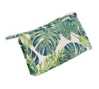 SWOOMEY Makeup Bag Travel Cosmetic Organizer Pouch Tropical Monstera Printing Canvas Multifunctional Portable Green Toiletry Case for Travel