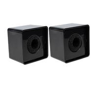 SWOOMEY Microphone Logo Station Cube Flag for Reporters, Abs Square Microphone Station Protector, Portable Black Interview Mic Stand Accessory, 2pcs Set for Broadcast Use