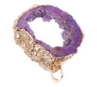 SWOOMEY Natural Agate Pendant with Gold Electroplated Edge, Decorative Purple Gemstone for DIY Jewelry and Pendant Craft, Elegant and Comfortable Touch Accessory for Necklace Making