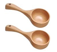 SWOOMEY Natural Wood Rice Spoon and Coffee Bean Scoop Set, 2 Pieces, 8.5 Inches, Designed for Kitchen Cooking and Food Serving