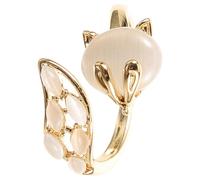 SWOOMEY Open Ring Animal Design for Women Golden Rhinestones Adjustable Cat Eye Stone Ring Metal Material, for Special Occasion and Party Wear