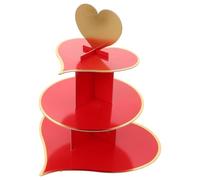 SWOOMEY Party Tier Cake Stand Multi-layer Three-layer Paper Dessert Display Stand Elegant Red Color Easy to Assemble and Store for Gatherings and Parties