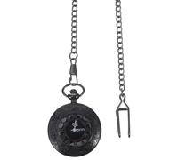 SWOOMEY Pocket Watch Steampunk Style Retro Classic Round with Roman Arabic Numerals Dial, Black Metal Case and Thick Chain Suitable for Everyday Use