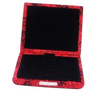 SWOOMEY Portable 6-compartment Oboe Reed Case Storage Box Red Wooden Oboe Reed Holder Organizer Patterned Silk Surface for Musician Protection and Carrying