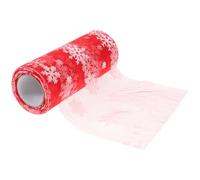 SWOOMEY Ribbon, Christmas Roll Snowflake Organza Glittering with Red Pattern 15cm Wide Polyester Tulle for Wrapping and Making Bows Valentines Day Decorations Favors Hair Wedding
