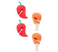 SWOOMEY Silicone Pot Lid Lifters Kitchen Gadgets 4pcs with Drumstick and Chili Shapes, Spill Protecting Your Cookware and Providing Comfortable Hand Feeling