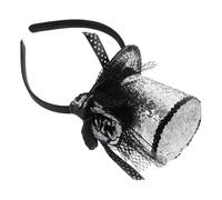 SWOOMEY Silver Sequin Party Headband with Unique Sparkling Design for Women Lightweight Mini Top Hat and New Year Holiday Photo Props for Themed Parties