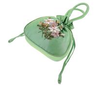 SWOOMEY Small Embroidered Floral Handbag with Drawstring Closure for Weddings and Shopping, Velvet and Polyester Mini Purse with Spacious Interior and Versatile Use, Elegant Stylish Design