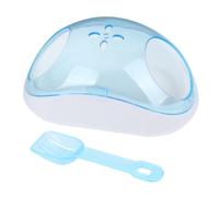 SWOOMEY Small Pet Sand Bath Container with Filter Scoop Half Transparent Plastic Bathroom for Chinchilla and Hamster Durable Stress Relief Bath House Portable and Stable Random Color