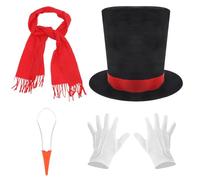 SWOOMEY Snowman Making Hat Kit with Non-woven Cloth Material, Includes Red Scarf and Black Felt Top Hat, Easy to DIY Decorate for Christmas Party or DIY Snowman Decoration, Practical