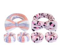 SWOOMEY Spa Headbands and Wristbands and Creative Bow Shape for Face Washing 2 Sets with Comfortable Cloth Material to Prevent Water from Flowing down Arms for Daily Wear