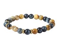 SWOOMEY Stylish Tiger-eye Bracelet Buddha Wrist Chain Made of Stone with Elastic Stretch, Easy to Wear and Take, for Daily Fashion and Feng Shui Women Accessories
