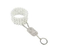 SWOOMEY Vintage Pearl Bracelet for Women with White Manmade Pearls and Rhinestones, Elastic Copper Chain, for Advertising and Public Relations Plan Accessories