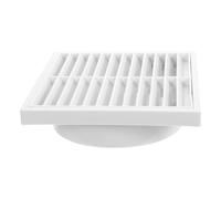 SWOOMEY White Plastic Square Vent Cover with Mesh for 6' Round Duct, Louver Vent Grille for Dryer Exhaust and Bathroom Outdoor Ventilation, Easy Installation and Optimized Airflow