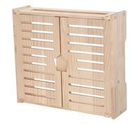 SWOOMEY Wooden Wifi Router Storage Box Wall Mount Shelf with Ventilated Design Cable Management Power Strip Organizer Compatible with Routers and Modems Stylish Home Decor