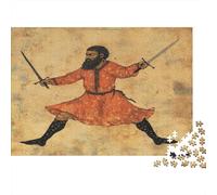 Sword And Scepter,Fighting Wizard Puzzles Gemusterte Nachhaltige Puzzles Für Erwachsene Hochwertige Holzspielpuzzles 38x26cm/1000pcs