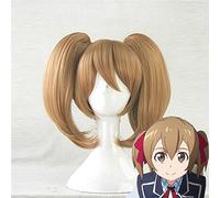 Sword Art Online Ayano Keiko Costume Cosplay Wigs for Women Short Straight Synthetic Hair Anime Wig Brown Claw Clip Ponytail