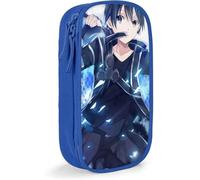 Sword Art Online Kirigaya Kazuto Anime Large-Capacity Pencil case, Stationery Bag, Multi-Function Stationery Box, Suitable for Young Men and Women-Blu