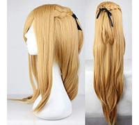 Sword Art Online Sao Asuna Yuki Yuuki Long Brown Heat Resistant Hair Cosplay Costume Wigs + Black Ribbon