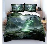 Sword Duvet Cover Single Bedding Set Ruins 3D Duvet Cover Set with 2 Pillowcases - Ultra-Soft Microfibre Bedding for Kids, Teens & Adults