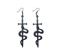 Sword Earrings Retro Snake Dagger Dangle Earrings Gothic Ankh Cross Hook Earrings for Women Exaggeration Animal Serpent Earrings Jewelry, Zinc, No Gemstone