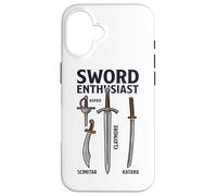 Sword Enthusiast Types Chart Rapier Claymore Katana Scimitar Case for iPhone 16