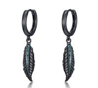 Sword/Feather/Spike/Cross Dangle Drop Earrings for Men Women 925 Sterling Silver Black Punk Hoop Earring Gothic Jewellery