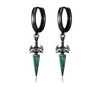 Sword/Feather/Spike/Cross Dangle Drop Earrings for Men Women 925 Sterling Silver Black Punk Hoop Earring Gothic Jewellery