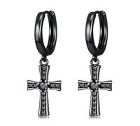 Sword/Feather/Spike/Cross Dangle Drop Earrings for Men Women 925 Sterling Silver Black Punk Hoop Earring Gothic Jewellery