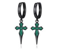 Sword/Feather/Spike/Cross Dangle Drop Earrings for Men Women 925 Sterling Silver Black Punk Hoop Earring Gothic Jewellery