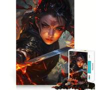 Sword Fight Woman Jigsaw Puzzles for Adults 1000 Pieces Brain Challenge Toy Quiet Fun Precise Cut Wall Art Decor (50x75cm)